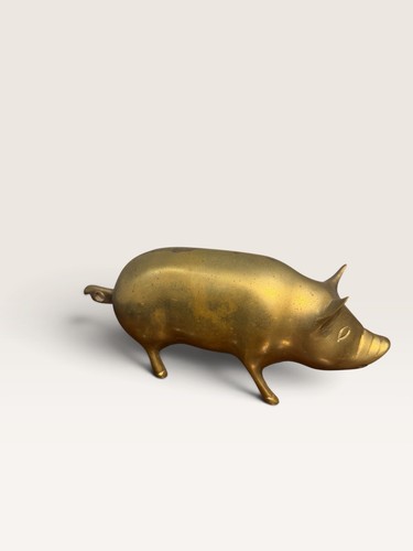 Vintage brass pig - brass,