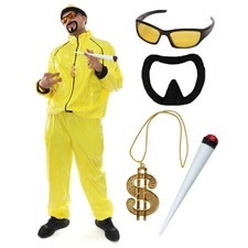 ADULTS 90 TV RAPPER COSTUME FANCY DRESS TRACKSUIT GLASSES PROP $ NECKLACE BEARD