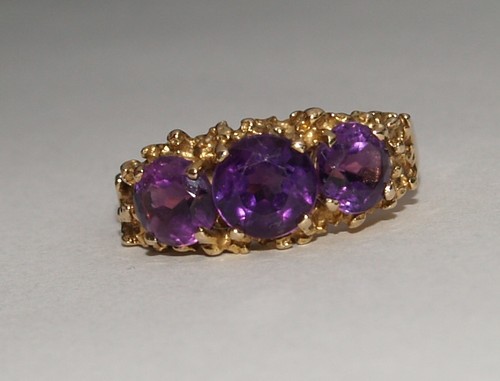 9ct yellow gold amethyst - yellow, ring