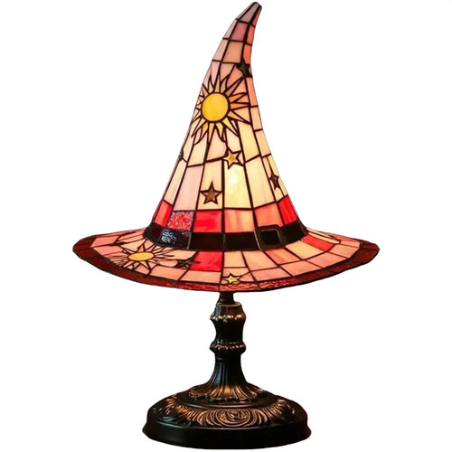 Stained glass witch hat - witch, lamp