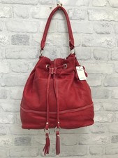 BNWT Osprey Red Soft Leather Drawstring Shoulder Bag Bucket Bag (AL121K36)