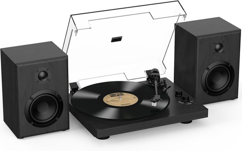 Turntable record player with - record,