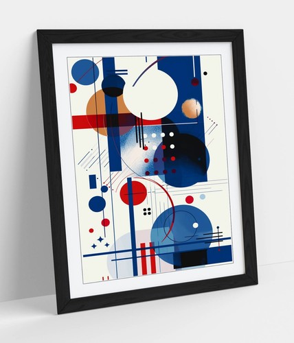 Blue red abstract kandinsky - red,