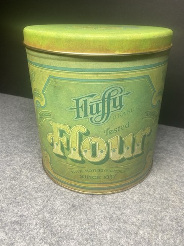 Vintage green fluffy flour tin - green,