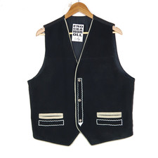 Vintage Black Suede Leather Waistcoat Gilet Vest Size M (T9898)