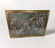 Signed UBUD Balinese Hindu Barong Dance Painting Bali Indonesia Rangda Garuda