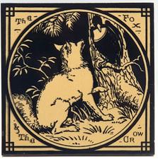 Arts & Crafts Fireplace Tile Aesops Fables The Fox and The Crow Mintons C1875