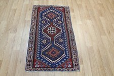 ANTIQUE SOUTH WEST PERSIAN RUG, THREE LATCH HOOK MEDALLIONS DESIGN 130 X 70 CM