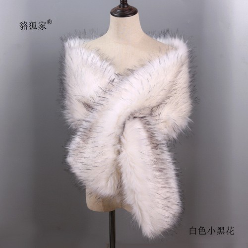 Warm faux fur long shawl - faux, stole