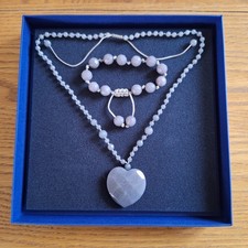 Lola Rose Heart Necklace & Bracelet set in shades of Grey.