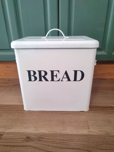 White enamel bread bin - enamel,