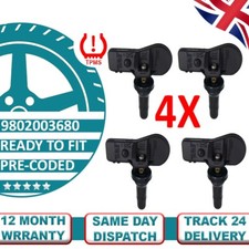 4X Pre-Programmed TPMS Sensor For Peugeot 3008 308 Citroen C4 DS4 DS5_9802003680