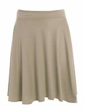 Ladies Plain Elasticated Waist Knee Length Skater Midi Skirt Swing Flared Jersey