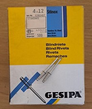 Gesipa 4x12mm STAINLESS STEEL standard Pop Rivet Rivets X500 Per Box