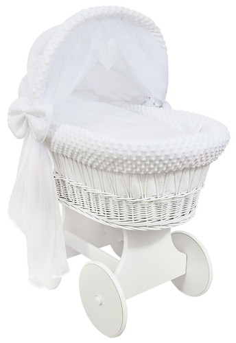White wicker wheels hood - white,