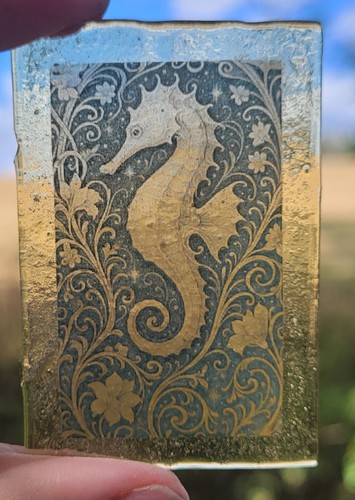Stained glass seahorse - stained,