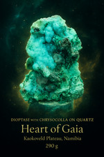 Dioptase with Chrysocolla on Quartz “Heart of Gaia” Kaokoveld Plateau, Namibia