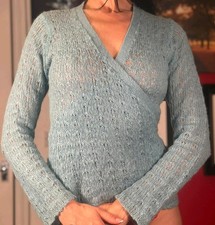 Light Blue Top With A Belt At The Back, Size 10/12, LA REDUIT, 100% ACRYLIC