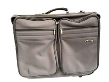 DELSEY Grey Canvas Shell Suit Bag Carry Case Travel Holiday Trolley Garment Bag