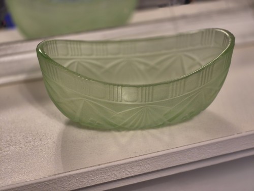 Green glass art deco - art,