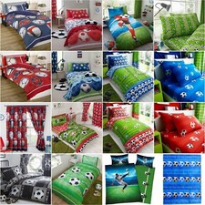 FOOTBALL BEDROOM SINGLE DOUBLE DUVET COVER / CURTAINS / FITTED SHEET & MORE