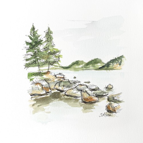 8x8 maine original painting - 8x8,