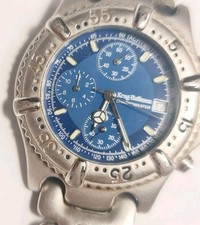 Men's Krug Baumen Chronomaster Watch Blue Dial Quartz Chronograph 1915CMM