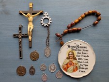 Catholic Bundle rosary beads crosses pendants vintage