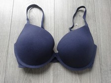 BNWOT -M&S MARKS & SPENCER NAVY BLUE COTTON BLEND PLUNGE BRA UK SIZE 34E