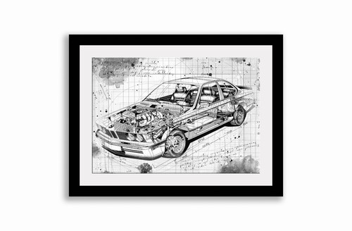 Line tech drawing bmw 635csi - line,