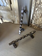 Set Of 2 - Extra Large 12” Cast Iron Door Handles - Twisted Barely Twist