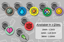 Pokemon Gen 1 Gym Badges  - Badges and set - 3 sizes available