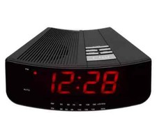 LOGIK LCRAN12 FM/AM Clock Radio Analogue Digital LED Display - Black