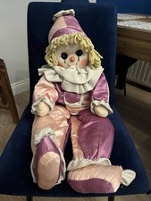 Original Large Vintage 1980s Celia Doll Large Happy Clown Pink Purple