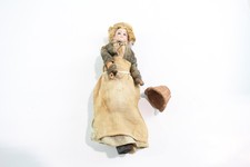 Bisque Head Doll Character Antique Handmade Clothing Fabric Body w/ Basket 28cm