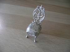 VICTORIAN LONDON 1897 STERLING SILVER MINIATURE DOLLS HOUSE CHAIR GREAT DETAIL