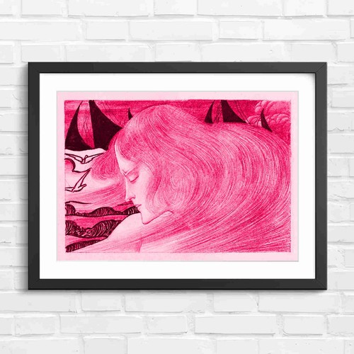 Art nouveau girl with wings - art,