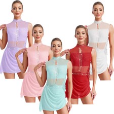 Women Dresses Competition Dancewear Costume Dress Modern Figure Skating Shiny