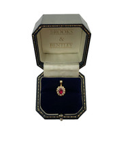Synthetic Ruby 0.50ct and Diamond 0.12ct Pendant 9ct Gold 1993 Vintage Pendant