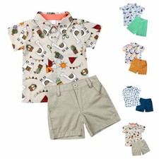 Boys T-shirt Top Shorts Kids Toddler Animal Summer Casual Outfits Set Clothes