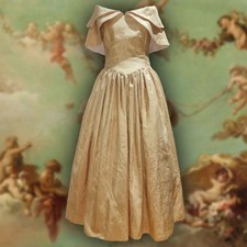 Vintage 1980s Gold A Line Evening Bridesmaid Dress 10 Princess 