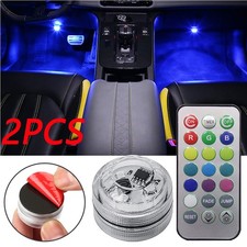 2x LED Multicolor Light Car Interior Atmosphere Lamp Remote Control Accessories