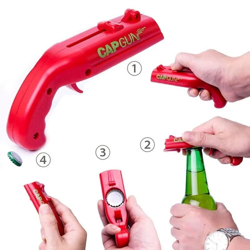 Beer bottle opener cap gun - bottle,