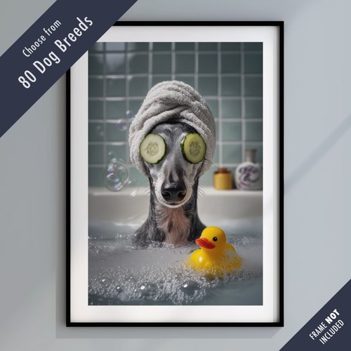 Funny dog bath print - in, –
