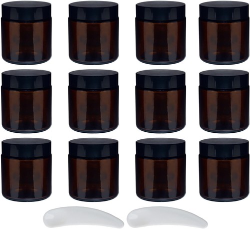12pcs 100ml amber glass jars - glass,