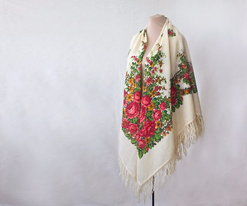 Russian shawl floral wool - russian,