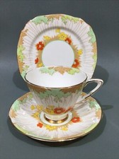 Royal Stafford Bone China Art Deco Tea Cup, Saucer & Plate Trio
