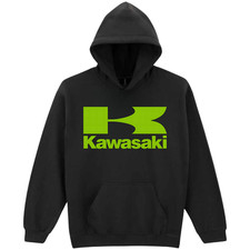 KAWASAKI BLACK HOODIE Logo Racing Sweatshirt Ninja Motorcycle Motor Bike