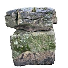 gravel rockery garden  feature GRITSTONE PLINTH WITH RIVER BOULDER unique V old