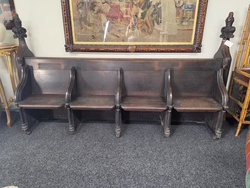 Large cathedral oak church pew - cathedral,